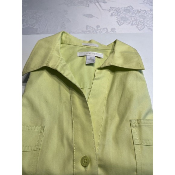 Chicos No Iron Cotton Button Down Shirt Women’s M Chartreuse Yellow Green - Picture 1 of 15